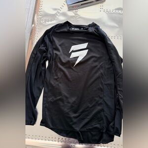 Men's Black Long-Sleeve Performance Tee with White Logo